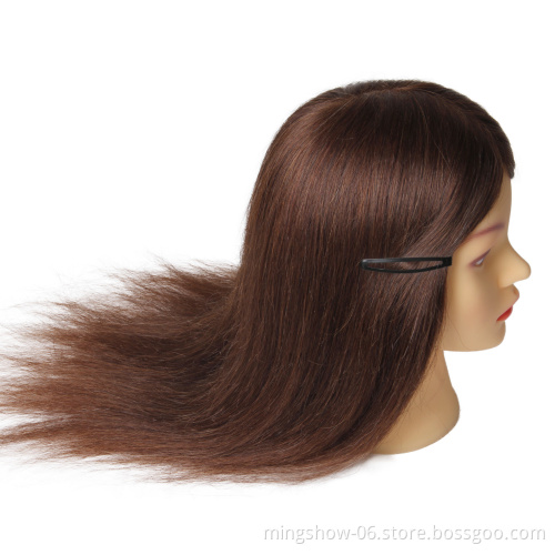 Mingshow real hair practice training head dolls mannequin with natural hair for hairdresser